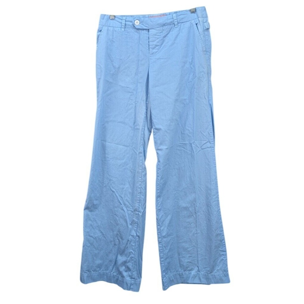 Molly B. Women's Blue‎ Wide Leg Button Fly Pants Size 2 Mid Rise Cotton Preppy